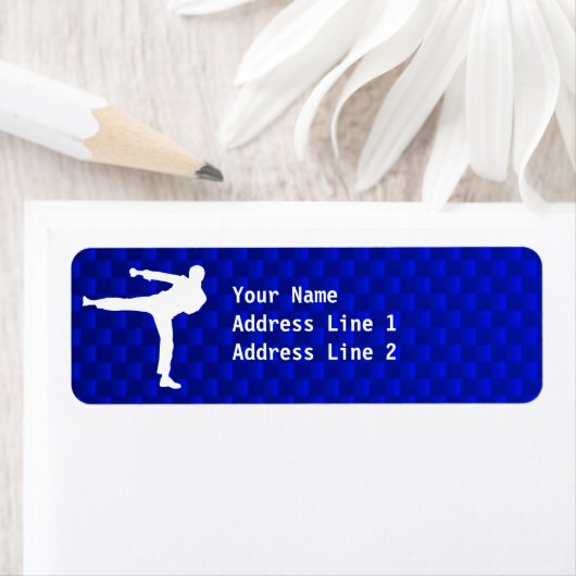 Blauwe martiale kunst etiket (Insitu)