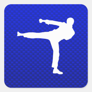 Blauwe martiale kunst vierkante sticker