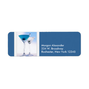 Blauwe Martini-adreslabels Etiket