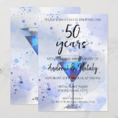 Blauwe martini cocktail op wit kaart (Voorkant / Achterkant)