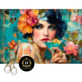 Blauwe Martini Glam Vrouw Decoupage Tissuepapier