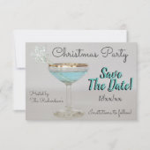 Blauwe Martini kerstpartij sparen de datum (Voorkant)