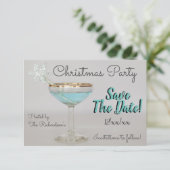 Blauwe Martini kerstpartij sparen de datum (Staand voorkant)