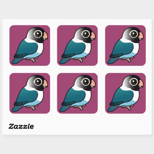 Blauwe Mask Lovebird Vierkante Sticker (Vel)