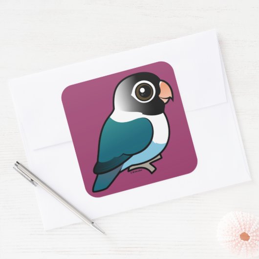 Blauwe Mask Lovebird Vierkante Sticker (Envelop)