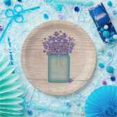 Blauwe Mason Jar Viooltjes  Papieren Bordje (Feest)