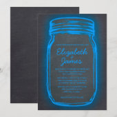 Blauwe  Mason Jar Wedding Invitations Kaart (Voorkant / Achterkant)