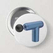 Blauwe massagepistool ronde button 7,6 cm (Voorkant /achterkant)