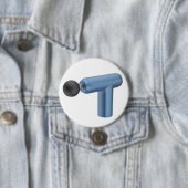 Blauwe massagepistool ronde button 7,6 cm (In situ)