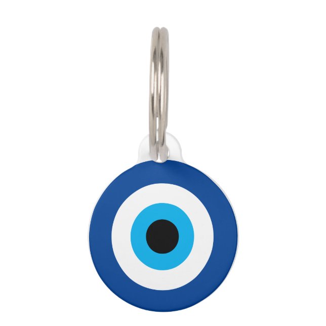 Blauwe Mati Evil Eye Pet ID-tag Huisdierpenning (Voorkant)