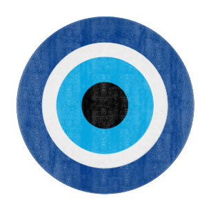 Blauwe Mati Evil Eye symbool glazen snijplank