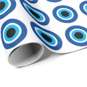 Blauwe Mati Evil Eye symbool inpakpapier (Rol Hoek)