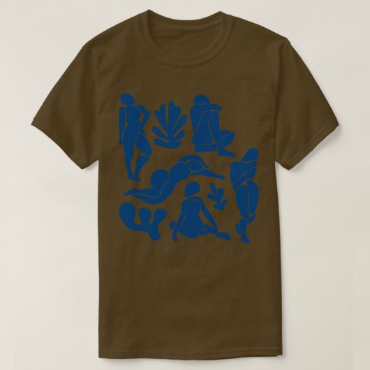 Blauwe Matisse geïnspireerde vrouwen uitsparingen T-shirt (Design voorkant)