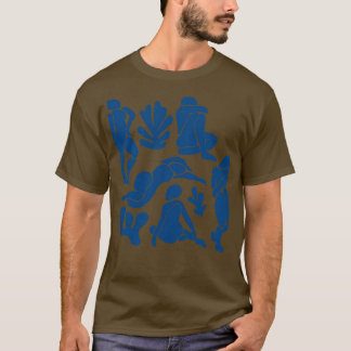 Blauwe Matisse geïnspireerde vrouwen uitsparingen T-shirt