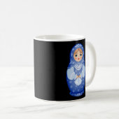 Blauwe Matryoshka Russische nestpop Koffiemok (Voorkant rechts)