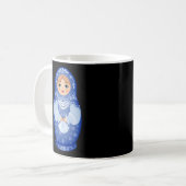 Blauwe Matryoshka Russische nestpop Koffiemok (Voorkant links)