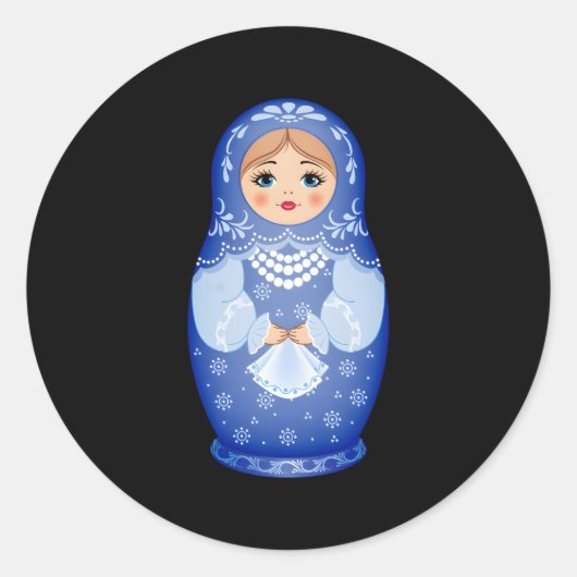 Blauwe Matryoshka Russische nestpop Ronde Sticker (Voorkant)