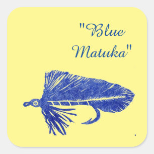 Blauwe Matuka-wimpel, vliegende visserij, vliegend Vierkante Sticker