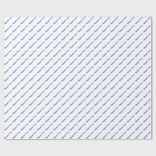 Blauwe Mazel Tov! (Gefeliciteerd) met het wit Cadeaupapier (Vlak)