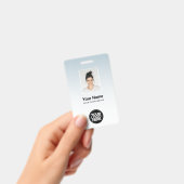 Blauwe Medewerker Foto Balk Code Logo Naam Gradiën Badge (Handheld)