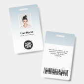 Blauwe Medewerker Foto Balk Code Logo Naam Gradiën Badge (Voor- en achterkant)