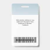 Blauwe Medewerker Foto Balk Code Logo Naam Gradiën Badge (Achterkant)