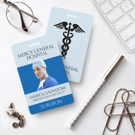 Blauwe Medische Chirurg Dokter Caduceus Ziekenhuis Badge