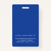 Blauwe medische medewerker Cirkel Foto-ID & Logo Badge (Achterkant)