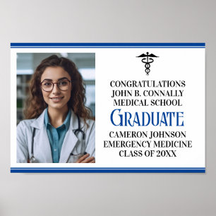 Blauwe Medische School Foto Afstudeerfeest Poster