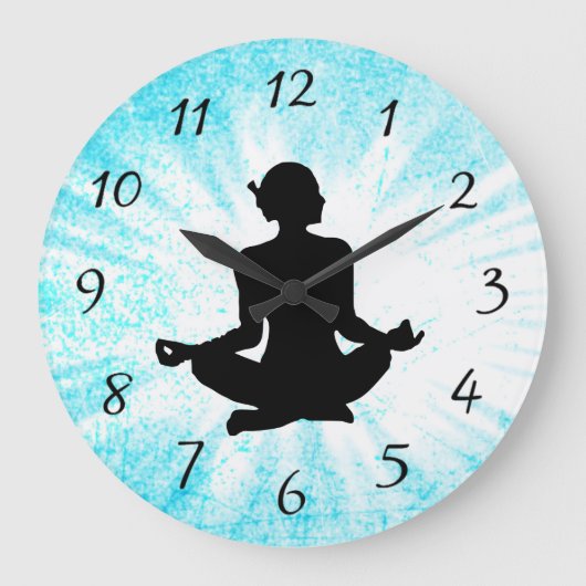 Blauwe meditatie Vrouwen Zen Zon buste Klok (Voorkant)