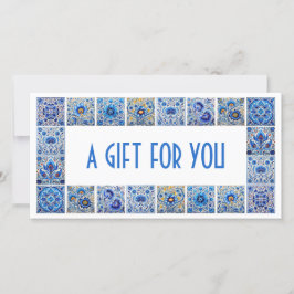 Blauwe mediterraanse tegels kader cadeaubon