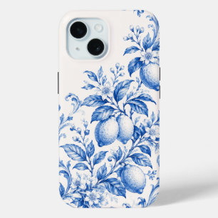 Blauwe Mediterrane Citroen Toile Hoestelcase iPhone 15 Case