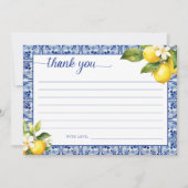 Blauwe mediterrane citroenen Dank u Kaart (Voorkant)