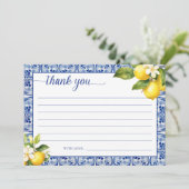 Blauwe mediterrane citroenen Dank u Kaart (Staand voorkant)