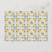 Blauwe mediterrane Italiaanse Tegel en Lemon Weddi Informatiekaartje (Achterkant)