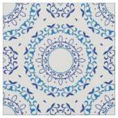 Blauwe mediterrane Portugese Azulejo-Tegel Pattern Stof (Close Up)