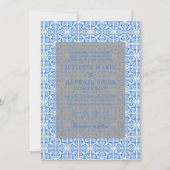 Blauwe Mediterrane Tegel Alles in één bruiloft Kaart (Voorkant)