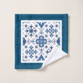 Blauwe mediterrane Tegel Bad Handdoek (Wasdoekje)