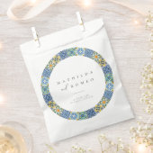 Blauwe Mediterrane Tegel & Citrus bruiloft gunstta Bedankzakje (Geknipt)