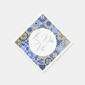 Blauwe Mediterrane Tegel & Citrus bruiloft servett Servet (Hoek)