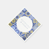 Blauwe Mediterrane Tegel & Citrus bruiloft servett Servet (Hoek)
