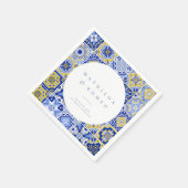 Blauwe Mediterrane Tegel & Citrus bruiloft servett Servet (Hoek)