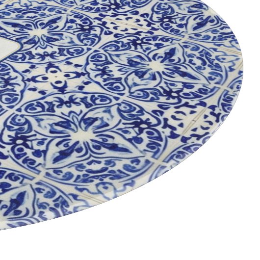   Blauwe Mediterrane Tegel - Eigen Tekst Snijplank (Hoek)