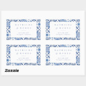 Blauwe mediterrane Tegel en Citrus bruiloft Rechthoekige Sticker (Vel)