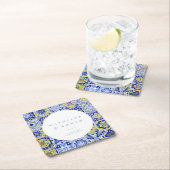 Blauwe mediterrane Tegel en Citrus Kartonnen Onderzetters (Insitu)