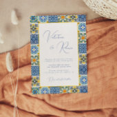 Blauwe mediterrane Tegel en citrusbruiloft Kaart