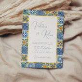 Blauwe mediterrane Tegel en citrusbruiloft Kaart