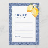 Blauwe Mediterrane Tegel Lemon Amalfi Coast bruilo Advieskaart (Voorkant)