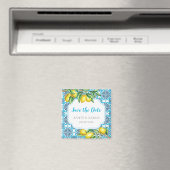 Blauwe mediterrane Tegel Lemon Opslaan Datum Magneet (Insitu (Vaatwasser))