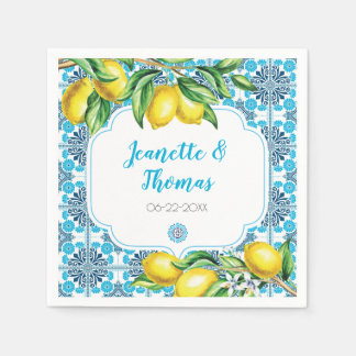 Blauwe mediterrane Tegel Lemon speciale zitting Servet